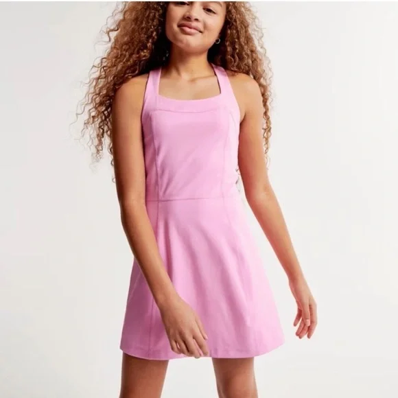 YPB Abercrombie Kids Pink Square-Neck Sleeveless Athletic Dress, shorts, 11 / 12 - Picture 1 of 14